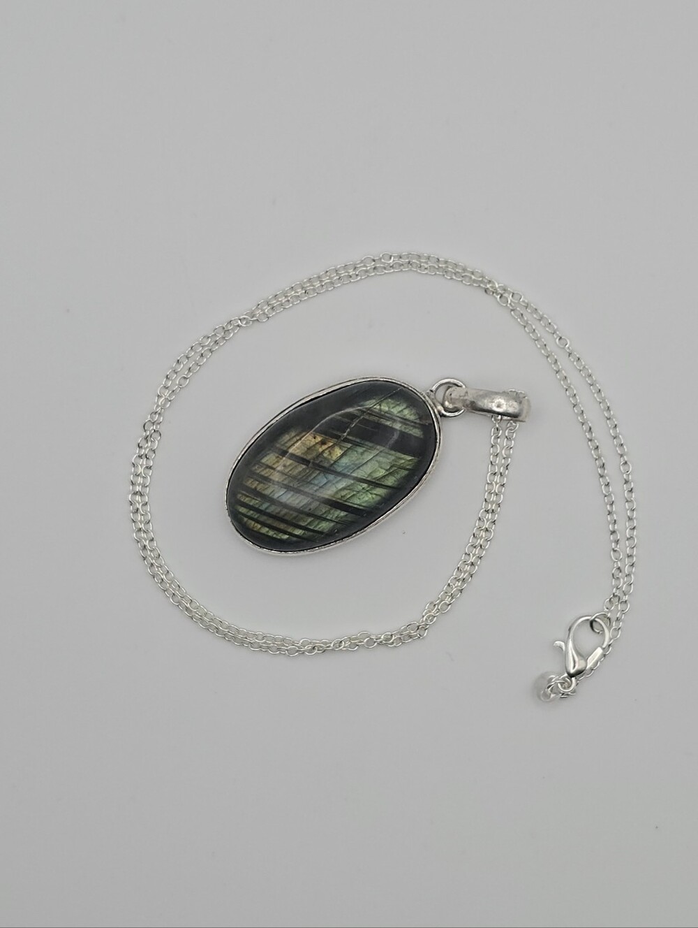 925 Stamped Labradorite Necklace and Chain - Vintage